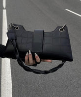 Modern Black Faux Leather Satchel Bags